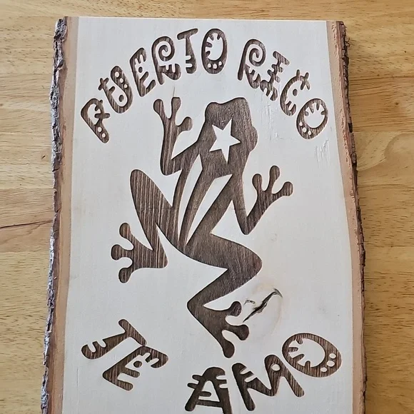 Carved Wooden Frog Plaque - Picture 4 of 5